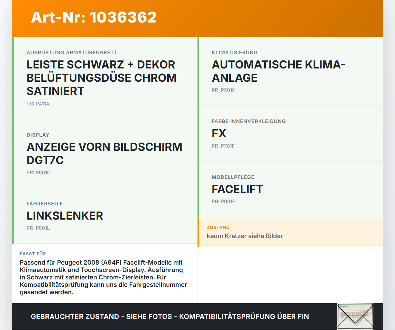 Peugeot 2008 CU 16-19 Luftdusche Luftdüse Mitte Peugeot 2008 CU 16-19 30.08.2017 9673830077 gebraucht Vorschau 3