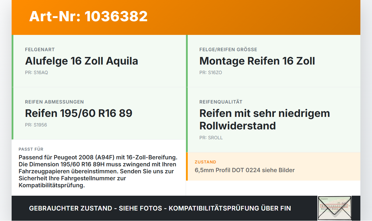 Peugeot 2008 CU 16-19 1 x Reifen Sommerreifen Bridgestone 195/60R16 89 H Peugeot 2008 CU 16-19 30.08.2017 gebraucht Vorschau 3