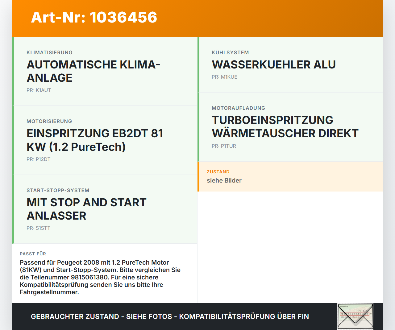 Peugeot 2008 CU 16-19 1,2 81KW Umwelzpumpe Heizung Pumpe Peugeot 2008 CU 16-19 30.08.2017 9815061380 7.04284.11.0... Vorschau 3