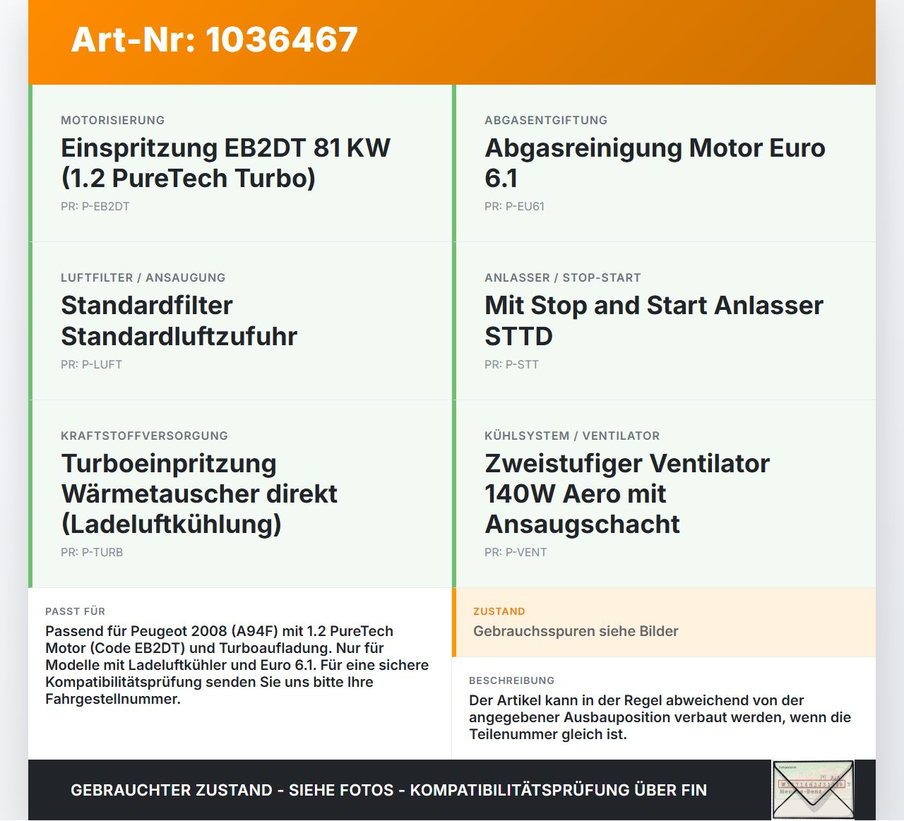 Peugeot 2008 CU 16-19 1,2 81KW Ansaugrohr Ladeluftschlauch Luftschlauch Pos.1 Peugeot 2008 CU 16-19 30.08.2017... Vorschau 3