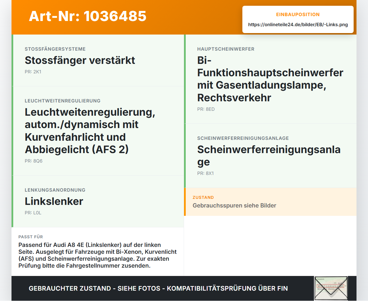Audi A8 4E 05-08 TDI 3,0 155KW Träger Aufnahme f. Scheinwerfer Kotflügel Links Audi A8 4E 05-08 17.05.2006... Vorschau 3