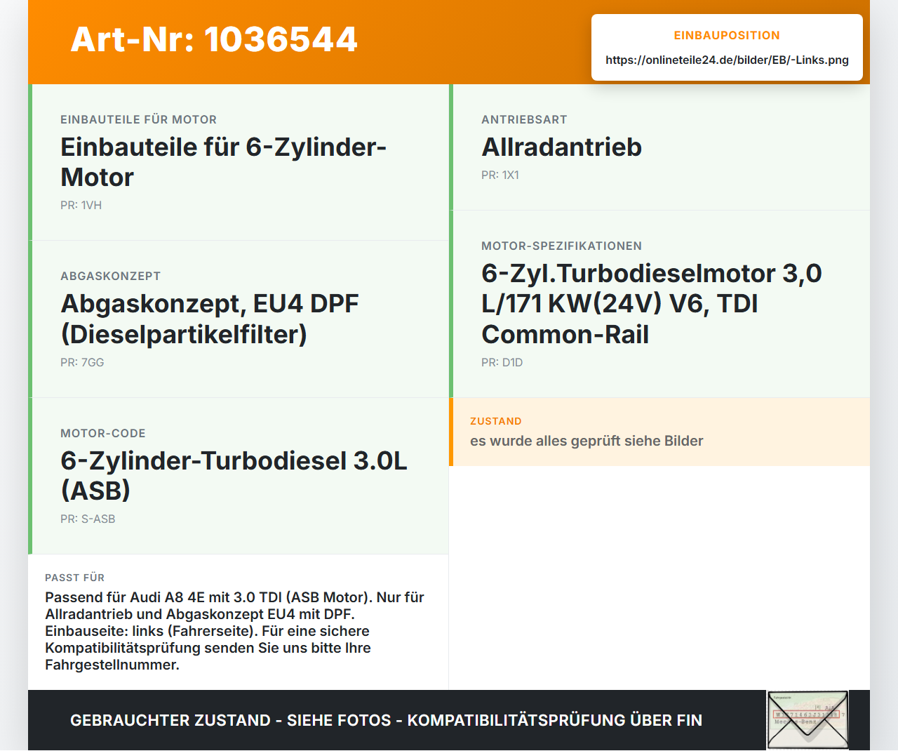 Audi A8 4E 05-08 TDI 3,0 155KW Abgasleitung AGR Rohr Leitung Links Hosenrohr Audi A8 4E 05-08 17.05.2006 059131547L... Vorschau 3