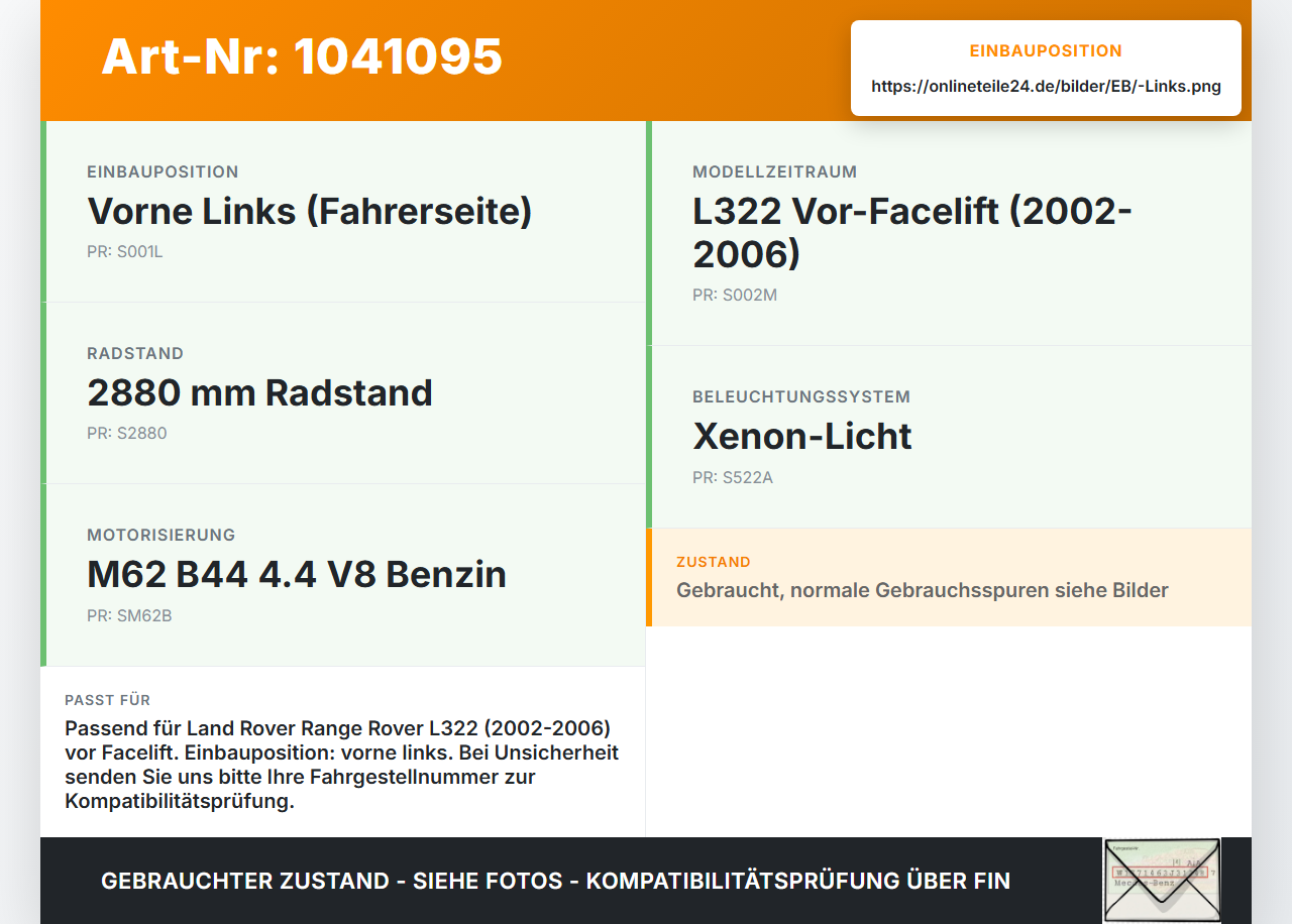 Land Range Rover III L322 02-06 Frontblende Frontleiste Links für Stoßstange Land Range Rover III L322 02-06... Vorschau 3