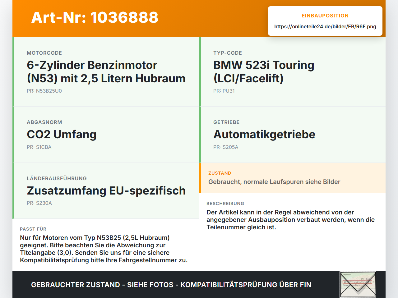 BMW 5er E61 LCI 07-10 3,0 200KW N53B25U0 Kolben mit Pleuel Pleuelstange Motorkolben F BMW 5er E61 LCI 07-10... Vorschau 3