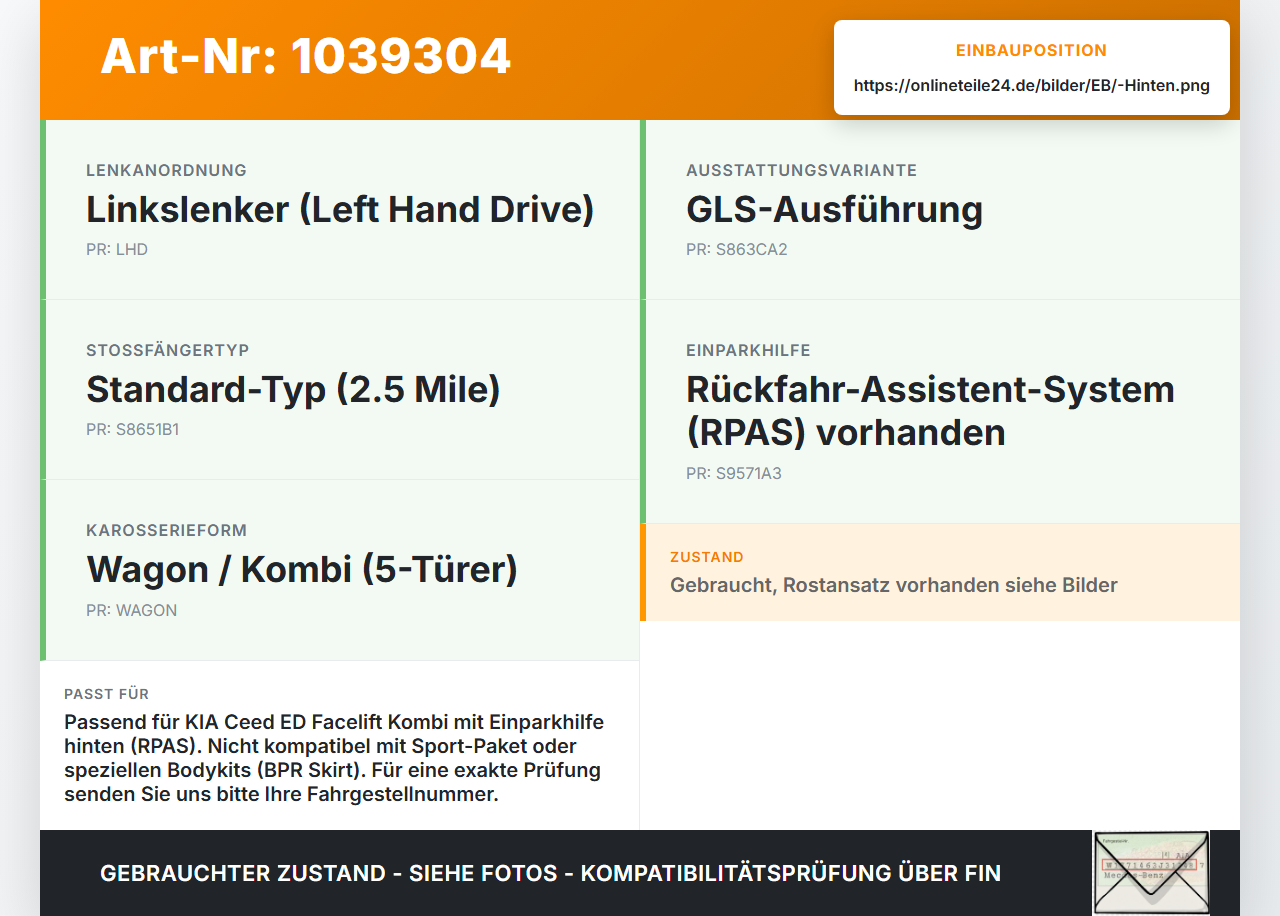 KIA Ceed ED 09-13 Stoßstangenträger Stoßfängerträger Träger Querträger Hinten KIA Ceed ED 09-13 31.10.2011 23081137... Vorschau 3