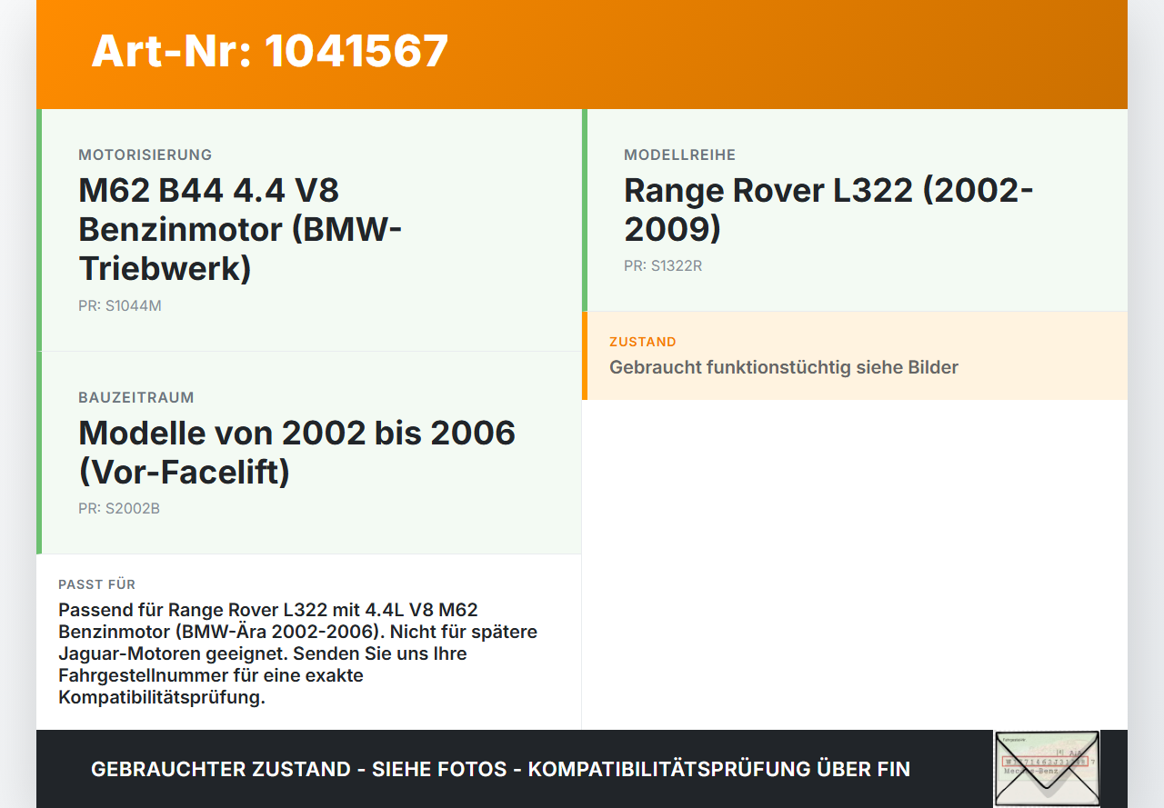 Land Range Rover III L322 02-06 4,4 210KW M62 B44 Motorölabscheider Motoren Ölabscheider Land Range Rover III L322... Vorschau 3