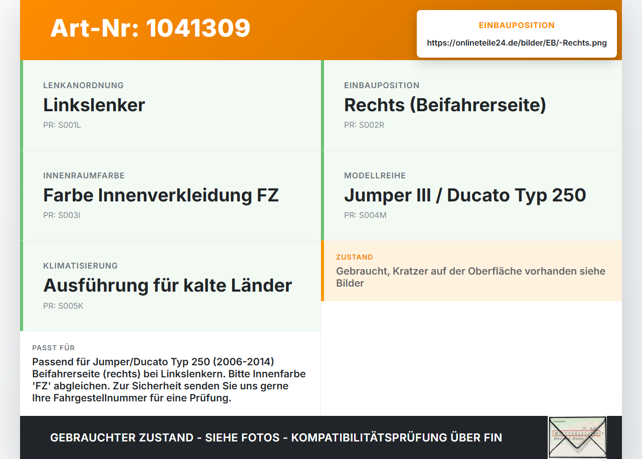 Jumper Ducato 250 06-14 Luftdusche Luftdüse Rechts Jumper Ducato 250 06-14 20.04.2007 8212WS gebraucht Vorschau 3