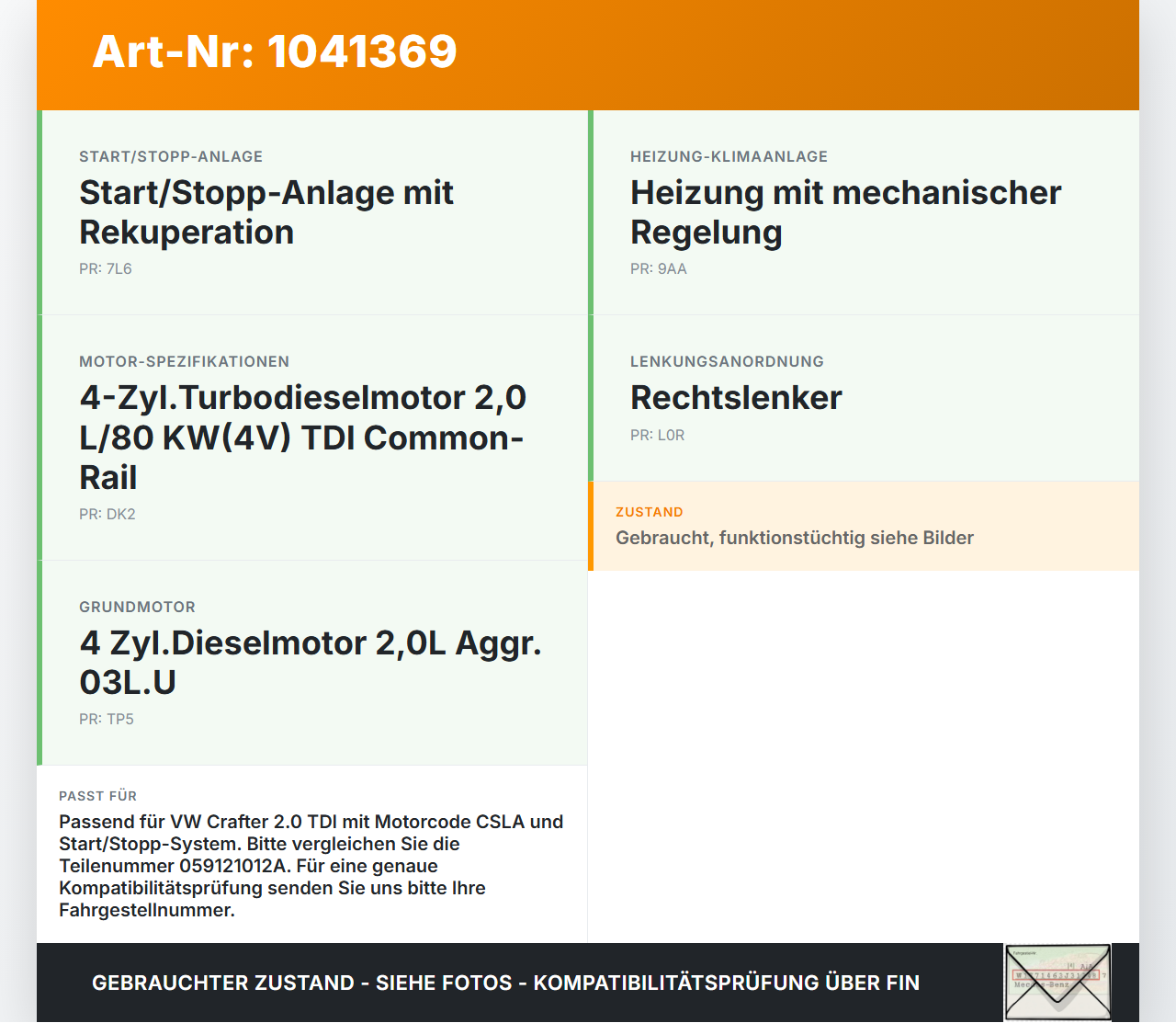VW Crafter 2E 35 11-16 TDI 2,0 80KW Umwelzpumpe Heizung Pumpe VW Crafter 2E 35 11-16 07.10.2016 059121012A... Vorschau 3