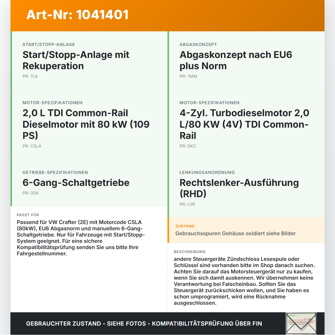 VW Crafter 2E 35 11-16 TDI 2,0 80KW Steuergerät ECU für Motor Motorsteuergerät VW Crafter 2E 35 11-16 07.10.2016... Vorschau 3