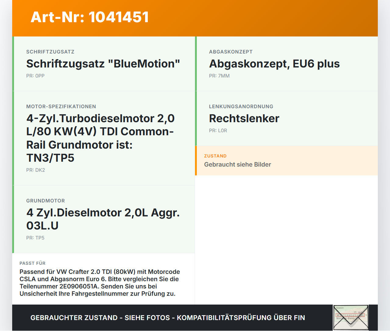 VW Crafter 2E 35 11-16 TDI 2,0 80KW Luftdruck MAP Sensor VW Crafter 2E 35 11-16 07.10.2016 2E0906051A A0051535028... Vorschau 3