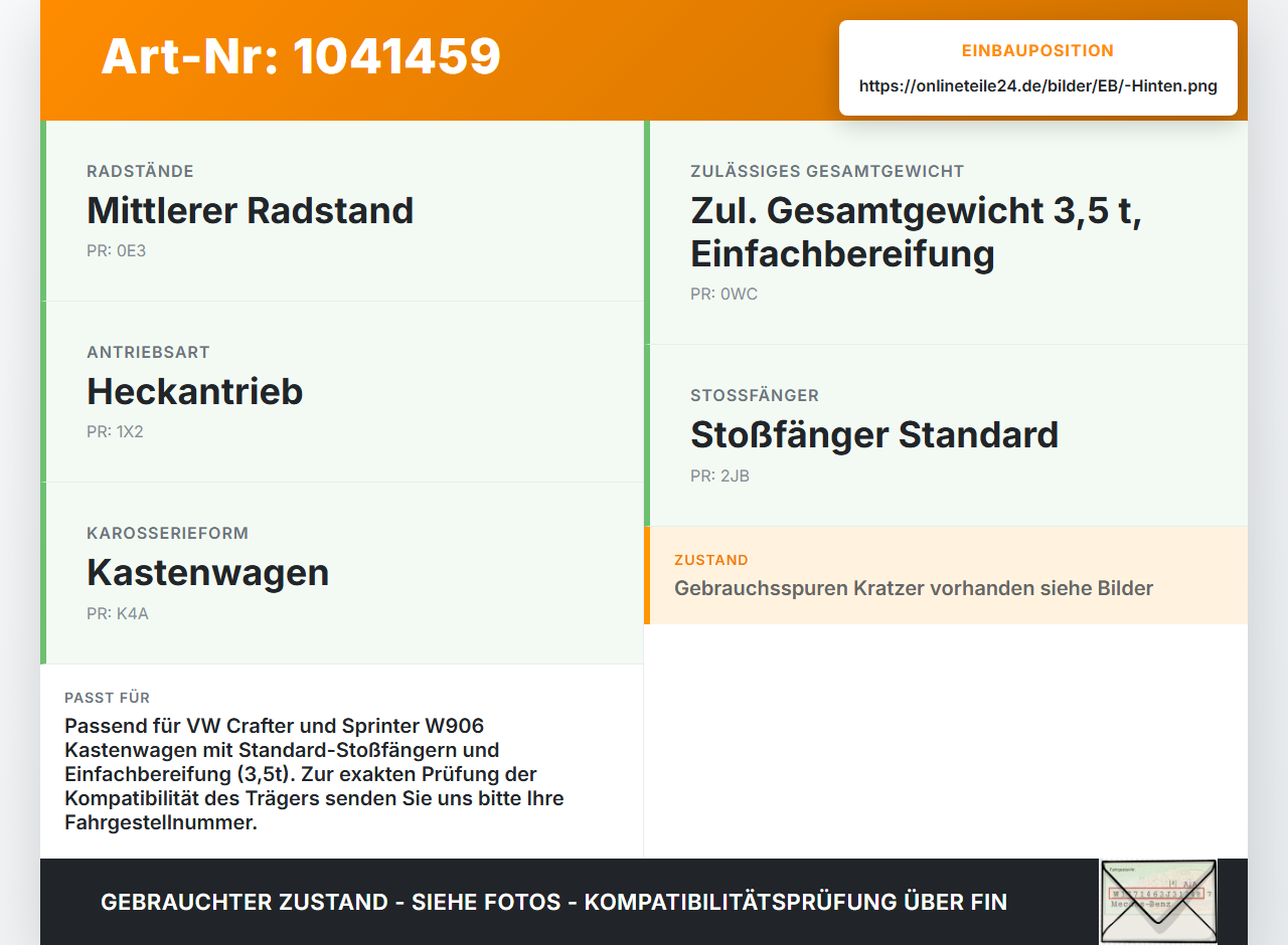 VW Crafter 2E 35 11-16 Mercedes Sprinter W906 Stoßstange Mittelteil Crafter Träger Hinten VW Crafter 2E 35 11-16... Vorschau 3