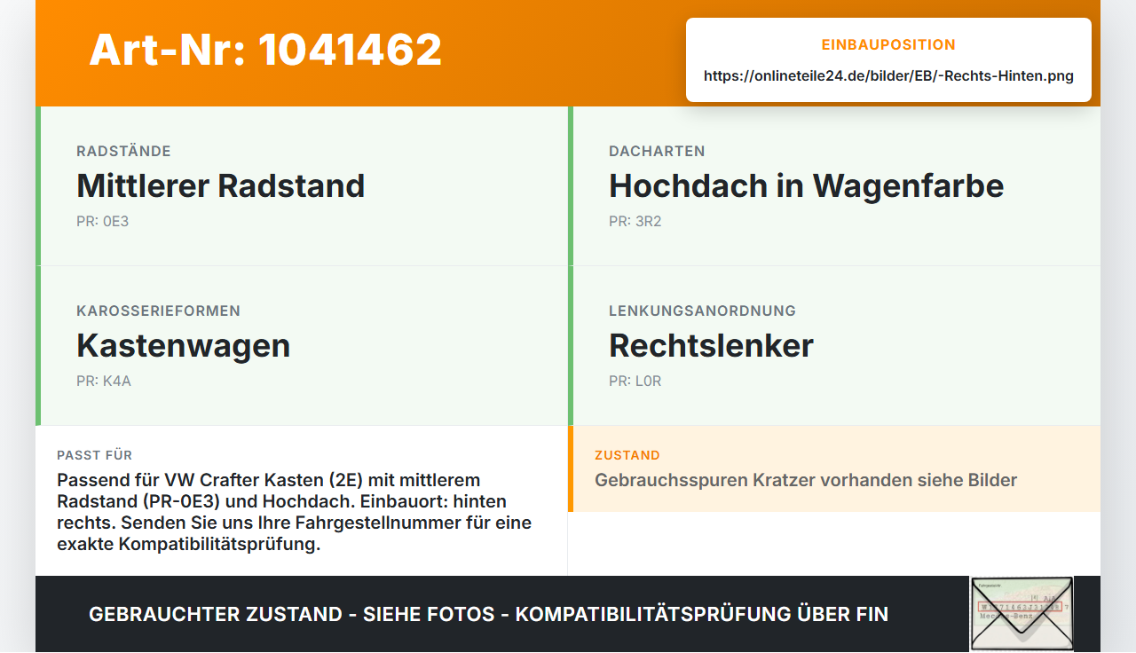 VW Crafter 2E 35 11-16 Kasten Blende Aussen Rechts Hinten VW Crafter 2E 35 11-16 07.10.2016 2E1843796 A9068802871... Vorschau 3