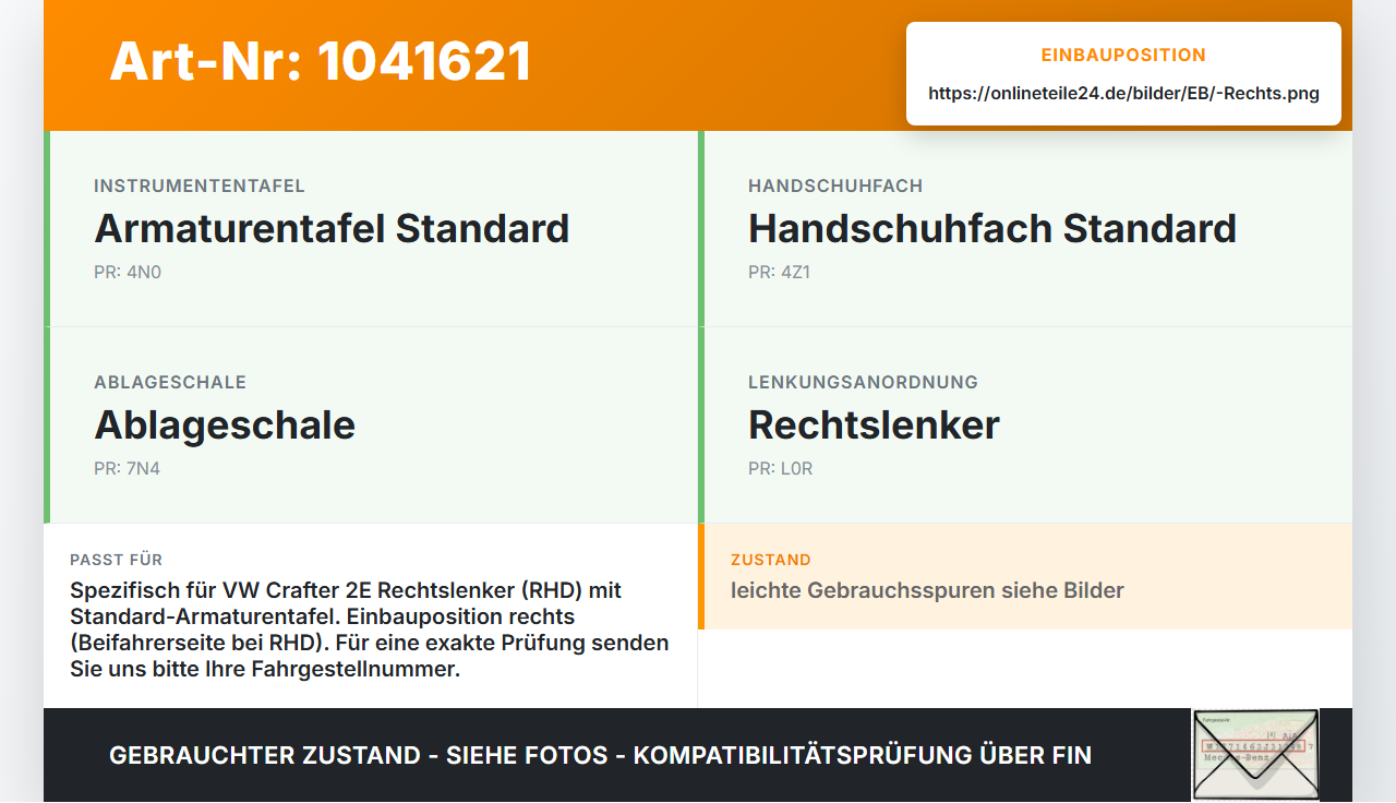 VW Crafter 2E 35 11-16 RHD Blende Armaturenbrett Abdeckung Rechts VW Crafter 2E 35 11-16 07.10.2016 2E0857110A... Vorschau 3