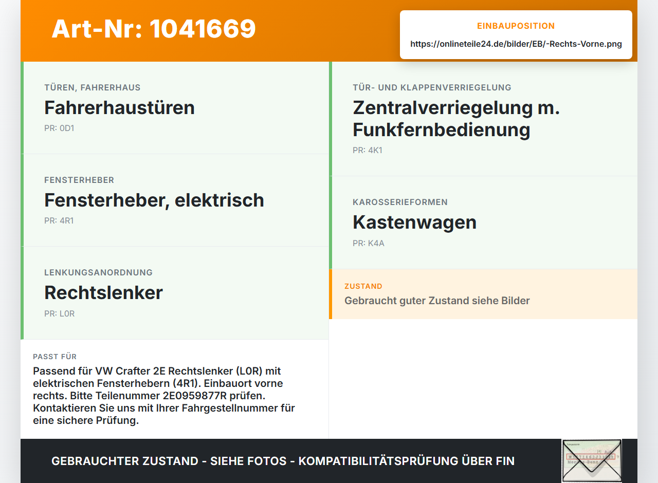 VW Crafter 2E 35 11-16 Kasten Fensterheberschalter Schalter Rechts Vorne RHD VW Crafter 2E 35 11-16 07.10.2016... Vorschau 3