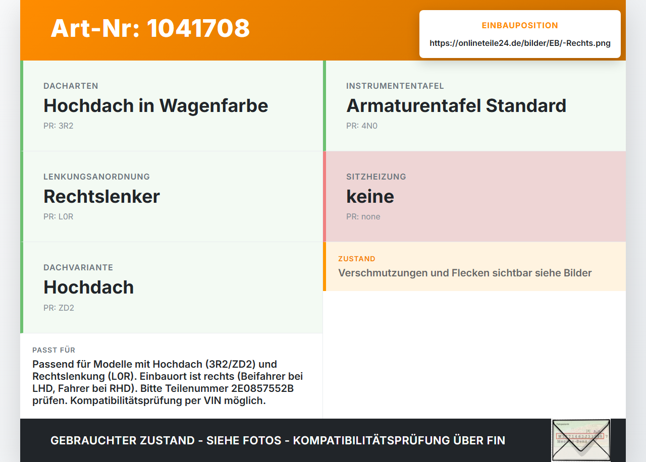 VW Crafter 2E 35 11-16 Sonnenblende Rechts für Beifahrer VW Crafter 2E 35 11-16 07.10.2016 2E0857552B gebraucht Vorschau 3