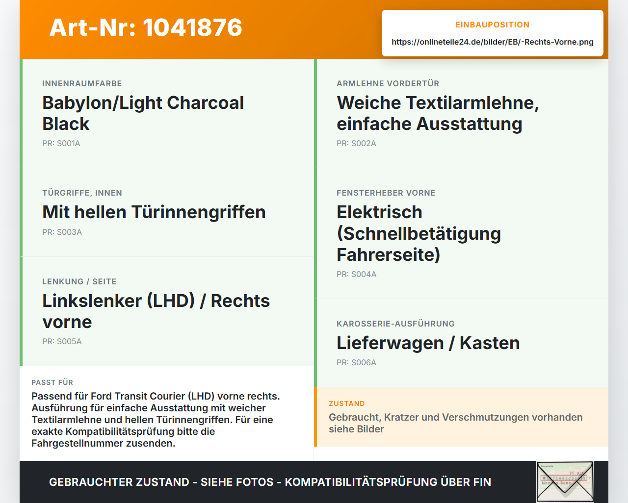 Ford Transit Courier 14-18 Kasten Türverkleidung Türpappe Rechts Vorne Ford Transit Courier 14-18 04.07.2014... Vorschau 3