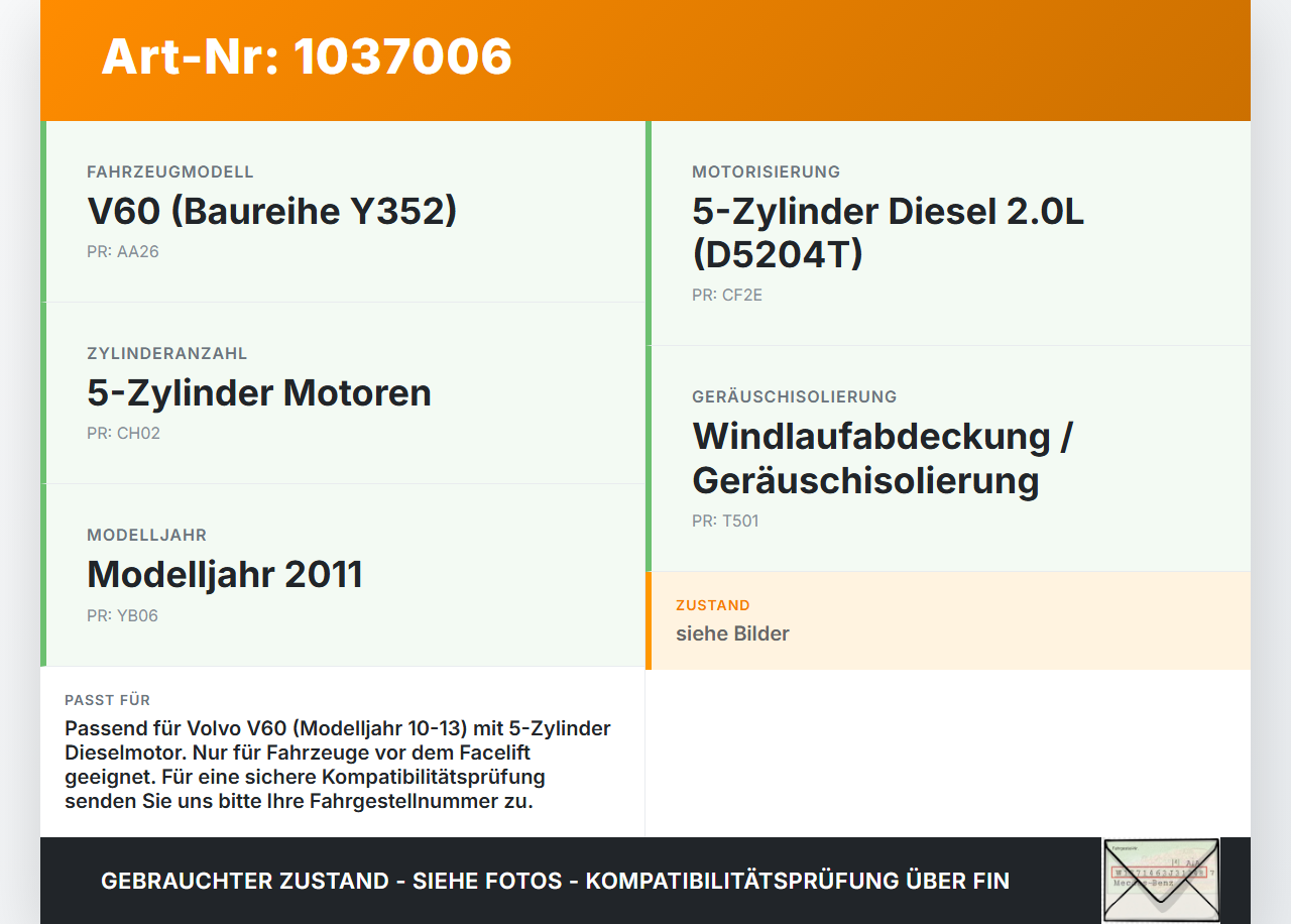 Volvo V60 D4 10-13 Dämmung Schallisolierung für Motorhaube Dämmmatte Volvo V60 D4 10-13 24.03.2011 gebraucht Vorschau 3