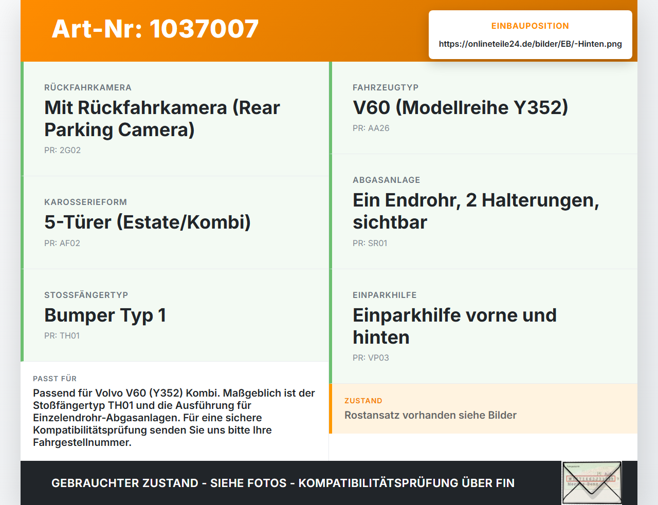Volvo V60 D4 10-13 Stoßstangenträger Stoßfängerträger Träger Querträger Hinten Volvo V60 D4 10-13 24.03.2011 gebraucht Vorschau 3