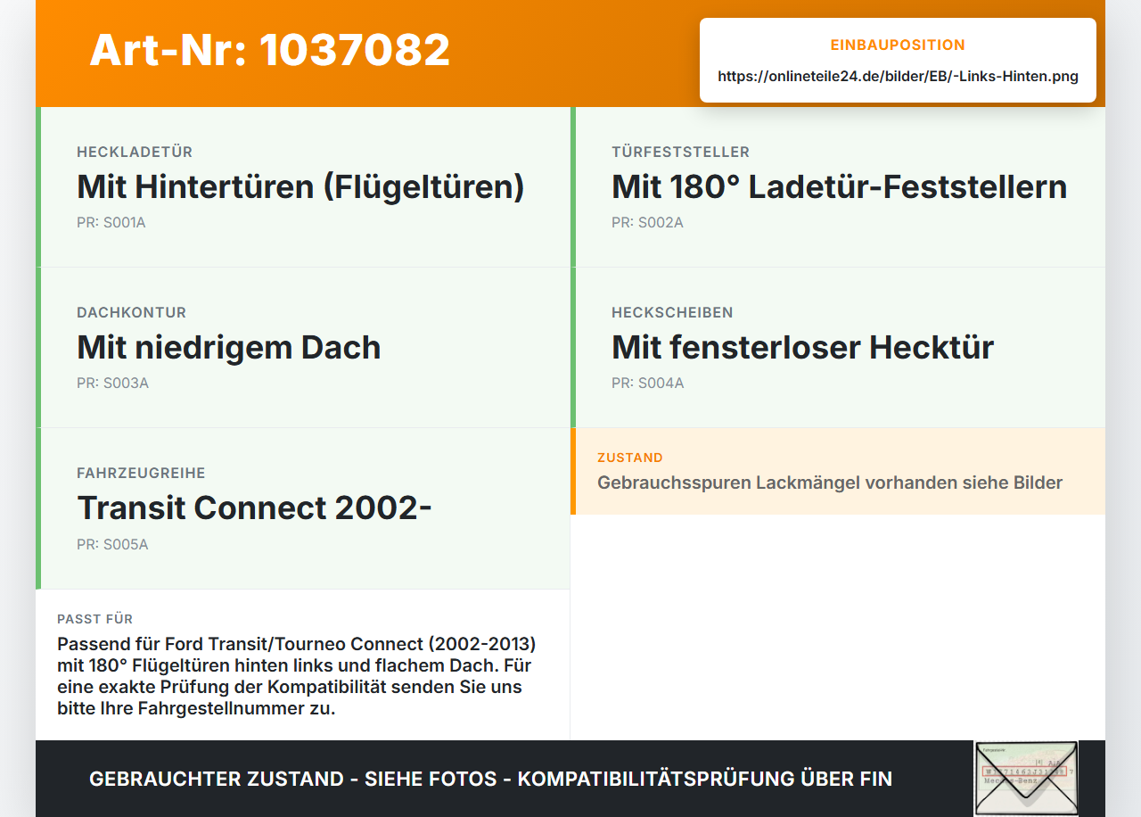 Ford Tourneo Connect 09-13 Türscharnier für Flügeltür Tür Scharnier Links Hinten Ford Tourneo Connect 09-13... Vorschau 3