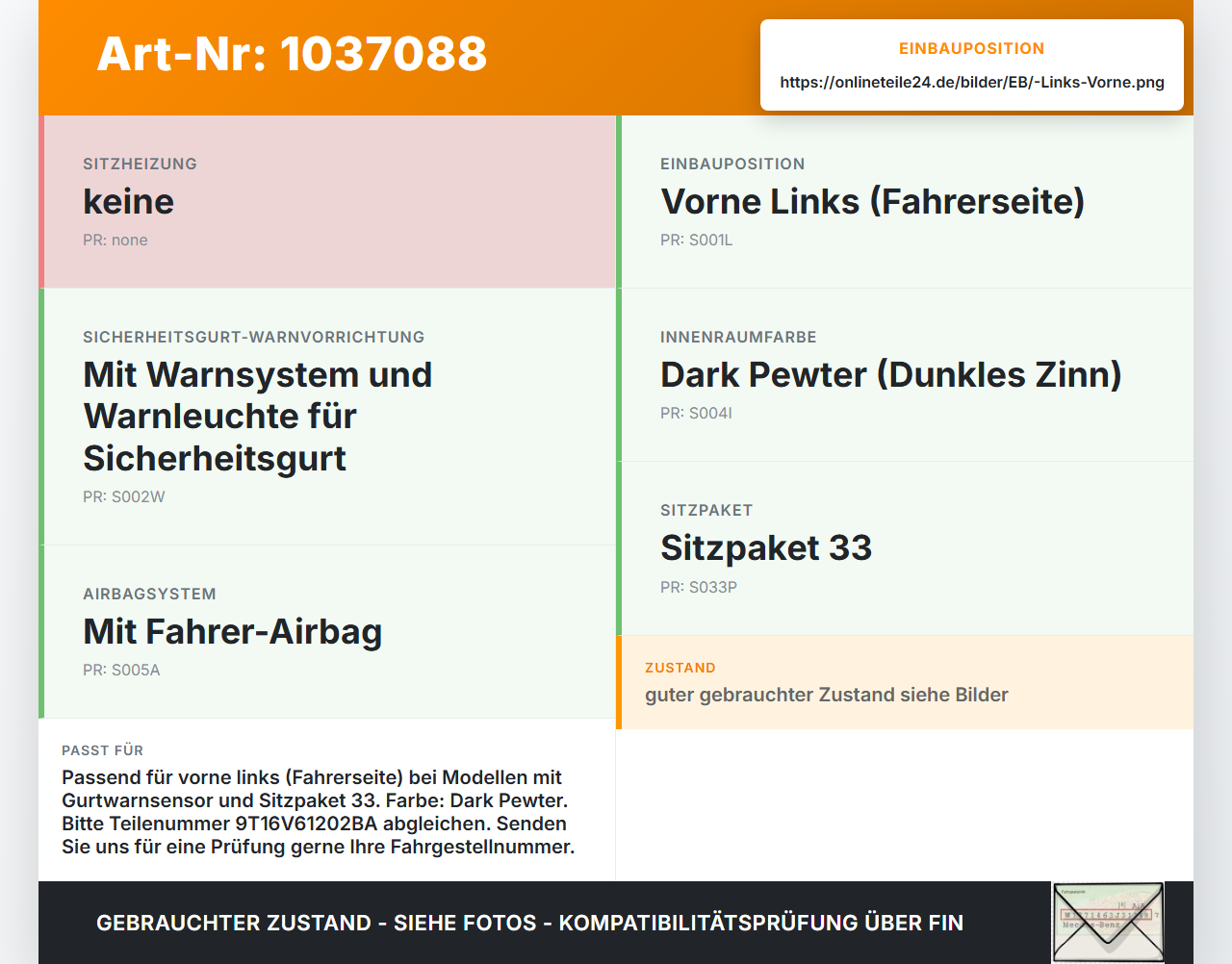 Ford Tourneo Connect 09-13 Gurtschloss Links Vorne Ford Tourneo Connect 09-13 26.09.2012 9T16V61202BA 616594000C... Vorschau 3