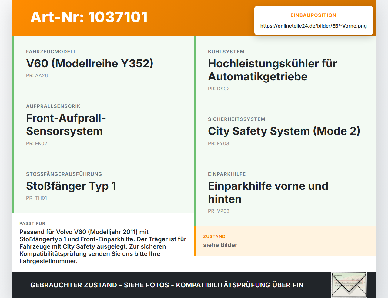 Volvo V60 D4 10-13 Stoßstangenträger Stoßfängerträger Querträger Vorne Volvo V60 D4 10-13 24.03.2011 gebraucht Vorschau 3