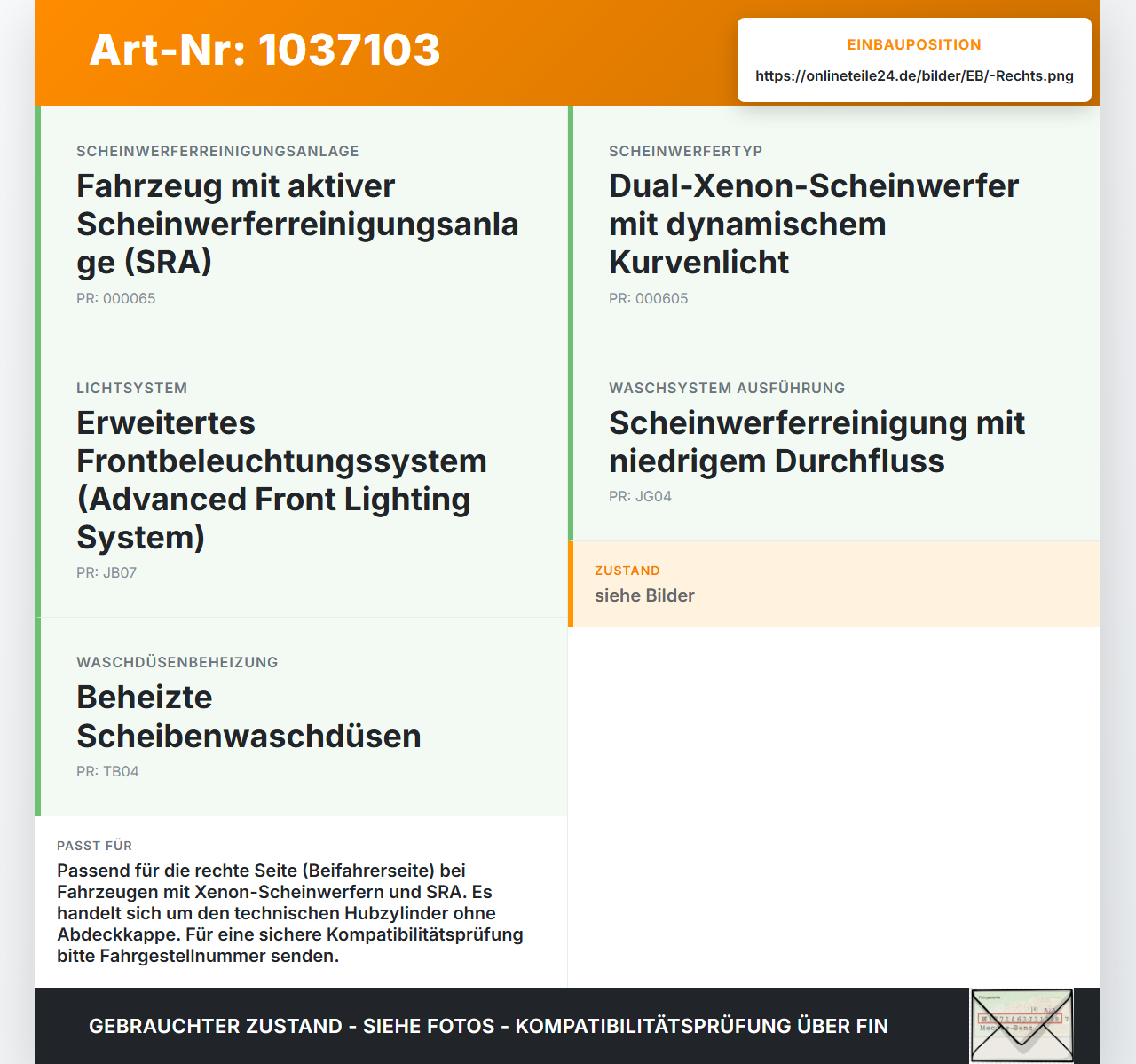 Volvo V60 D4 10-13 Waschdüse Hubzylinder SRA für Scheinwerfer Rechts Volvo V60 D4 10-13 24.03.2011 017110032-1 gebraucht Vorschau 3