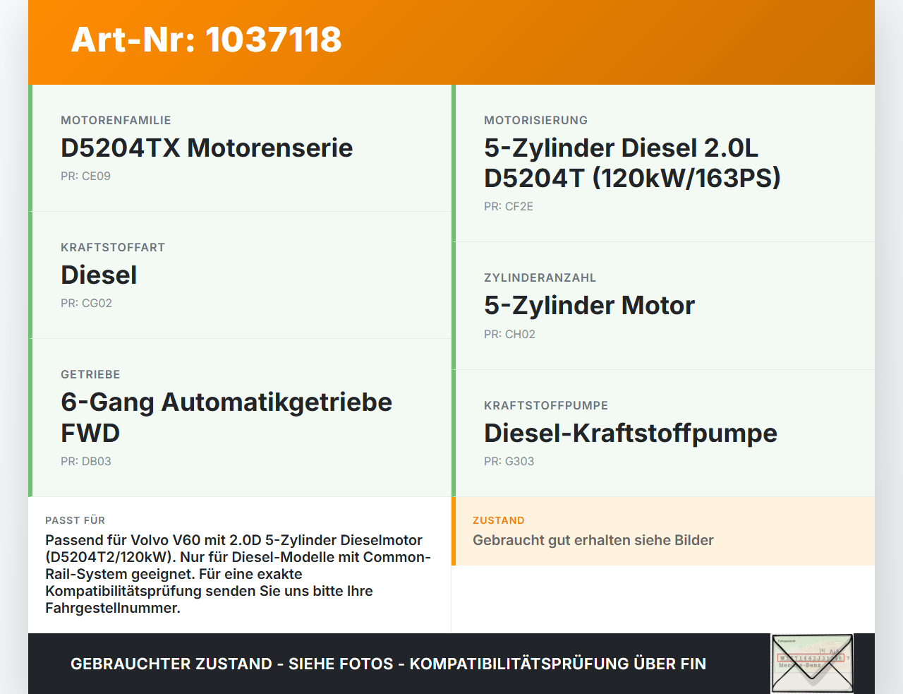 Volvo V60 D4 10-13 2,0d 120KW Hochdruck Leitung Kraftstoffleitung Volvo V60 D4 10-13 24.03.2011 gebraucht Vorschau 3