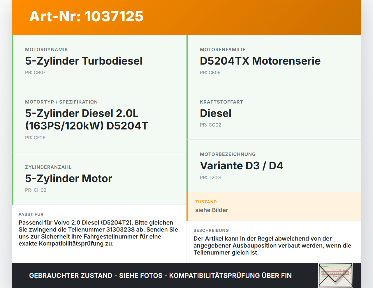 Volvo V60 D4 10-13 2,0d 120KW Injektor Einspritzdüse Zyl.3 Volvo V60 D4 10-13 24.03.2011 31303238 0445116046 gebraucht Vorschau 3