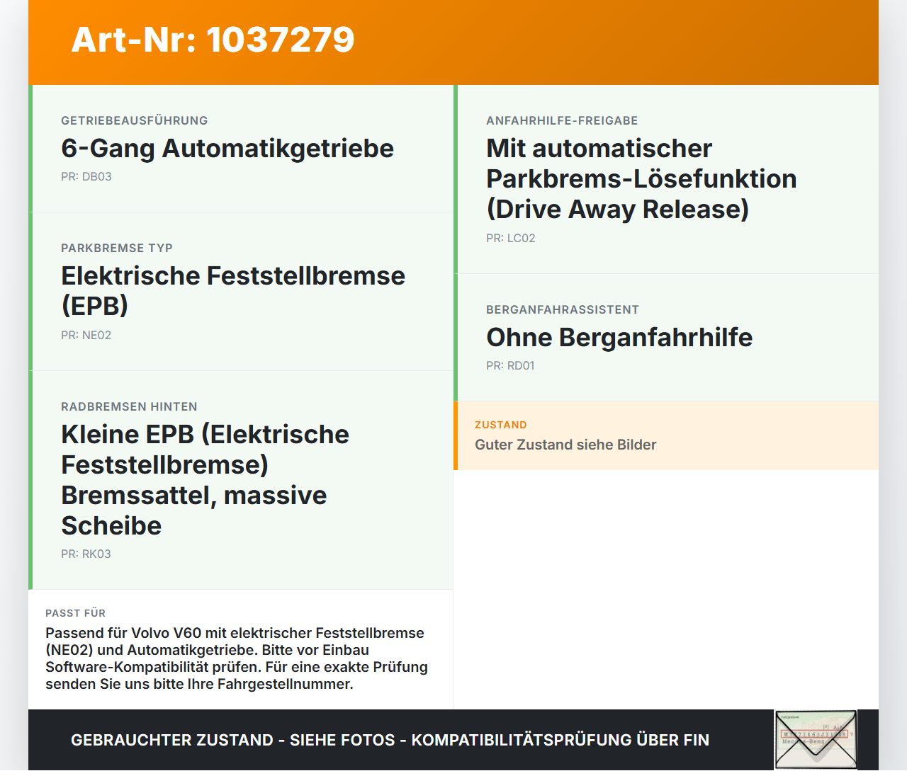 Volvo V60 D4 10-13 Steuergerät ECU Modul SG Kontrolle für Feststellbremse Volvo V60 D4 10-13 24.03.2011... Vorschau 3