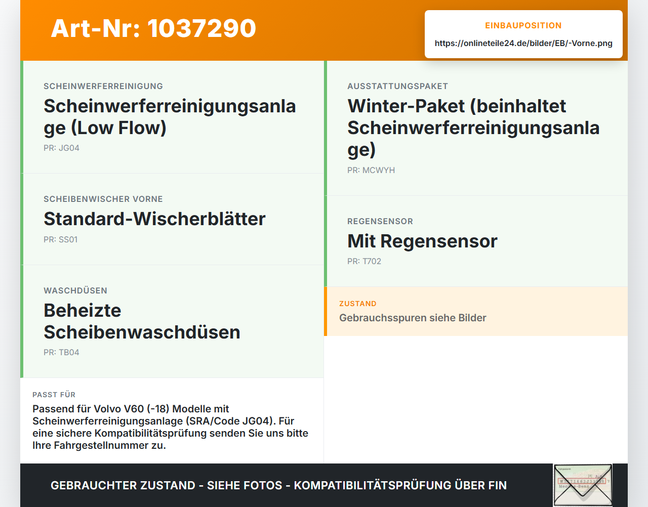 Volvo V60 D4 10-13 Waschwasserpumpe Wischwasserpumpe Waschpumpe Vorne Volvo V60 D4 10-13 24.03.2011 3M21-17K624-AA... Vorschau 3