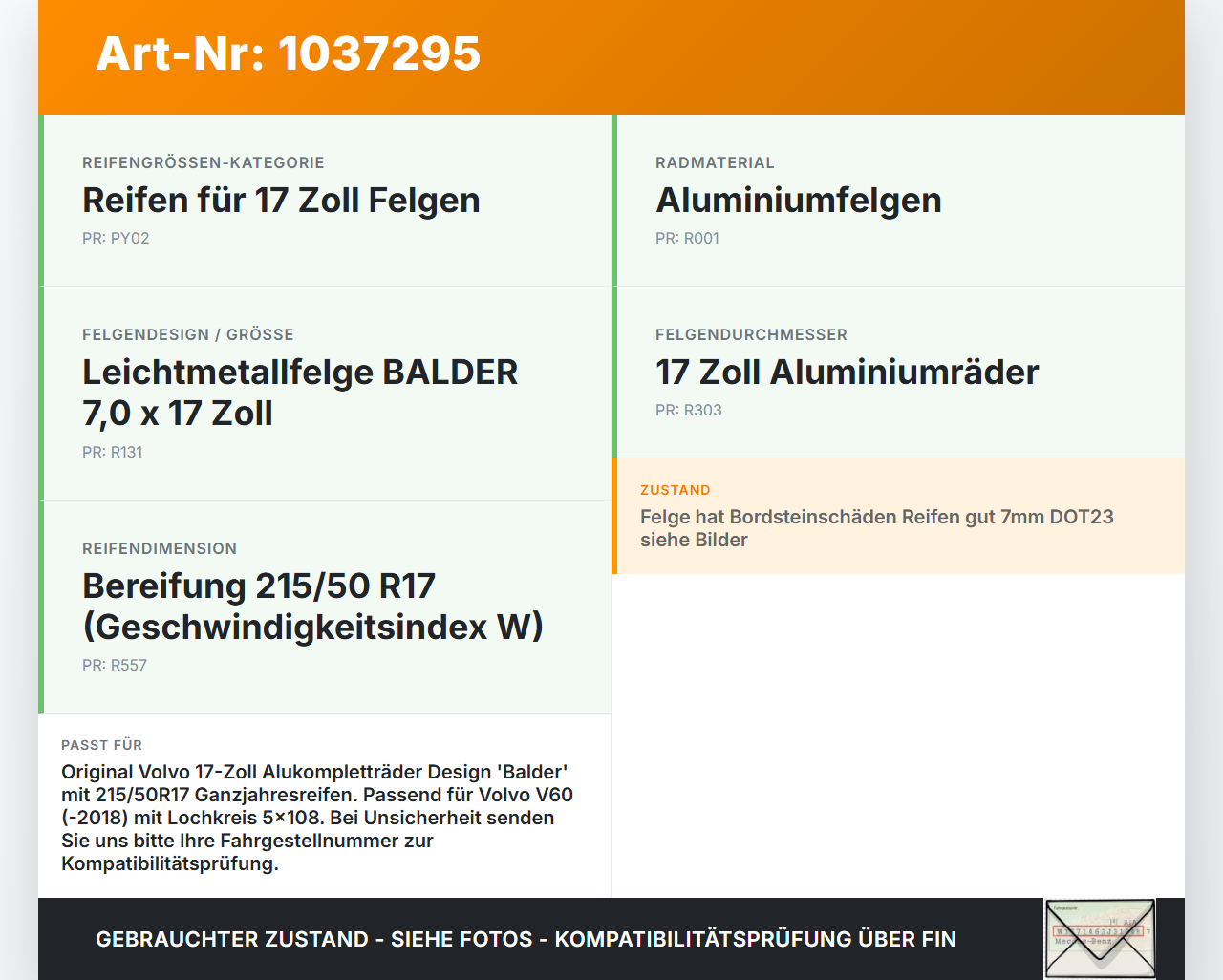 Volvo V60 D4 10-13 4 x Kompletträder Aluminiumfelge Ganzjahresreifen 215/50R17 5X108 Volvo V60 D4 10-13 24.03.2011... Vorschau 3