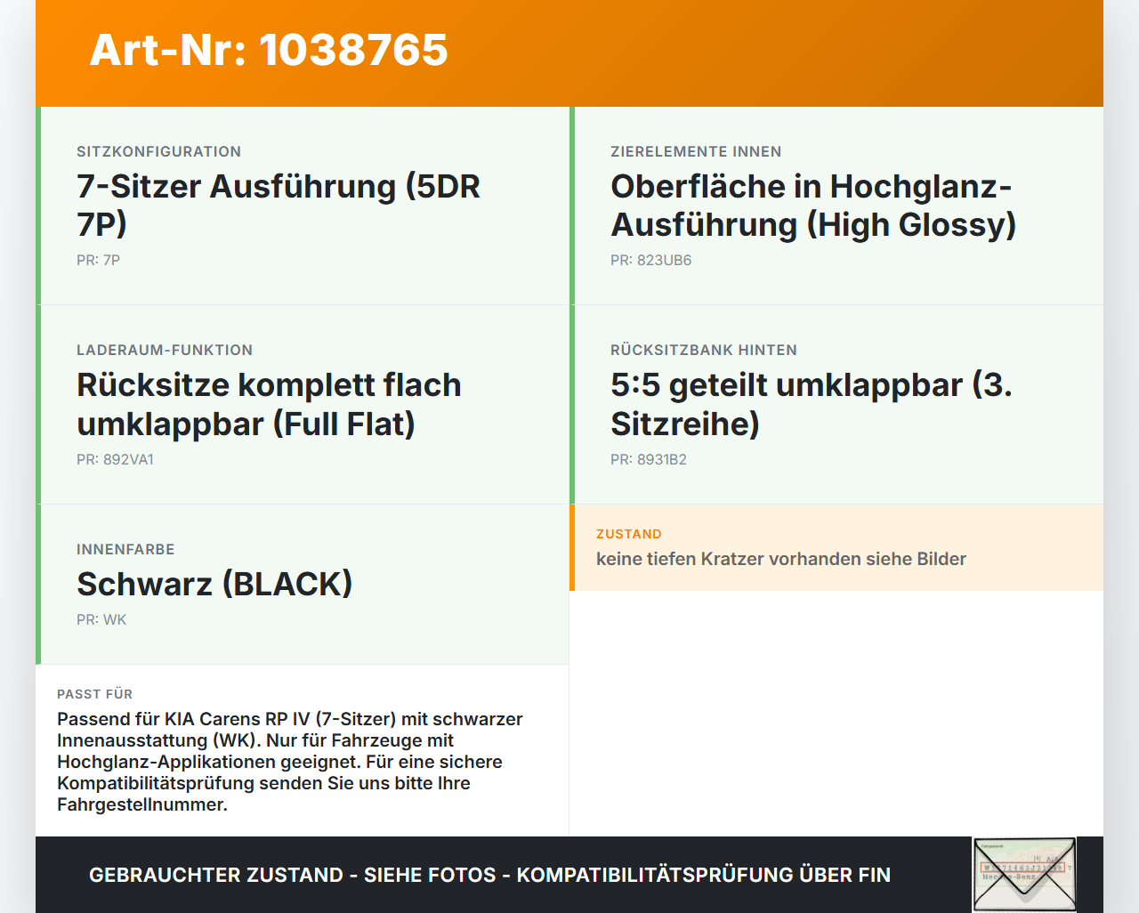 KIA Carens RP IV 13-19 Blende Innen Auflage Applikation KIA Carens RP IV 13-19 29.08.2014 89291A4000WK gebraucht Vorschau 3
