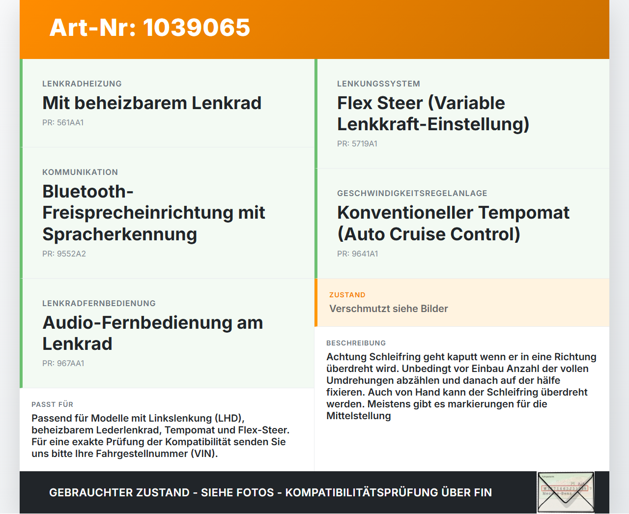 KIA Carens RP IV 13-19 Airbag Schleifring Wickelfeder Kontaktspirale KIA Carens RP IV 13-19 29.08.2014 93490A4310... Vorschau 3
