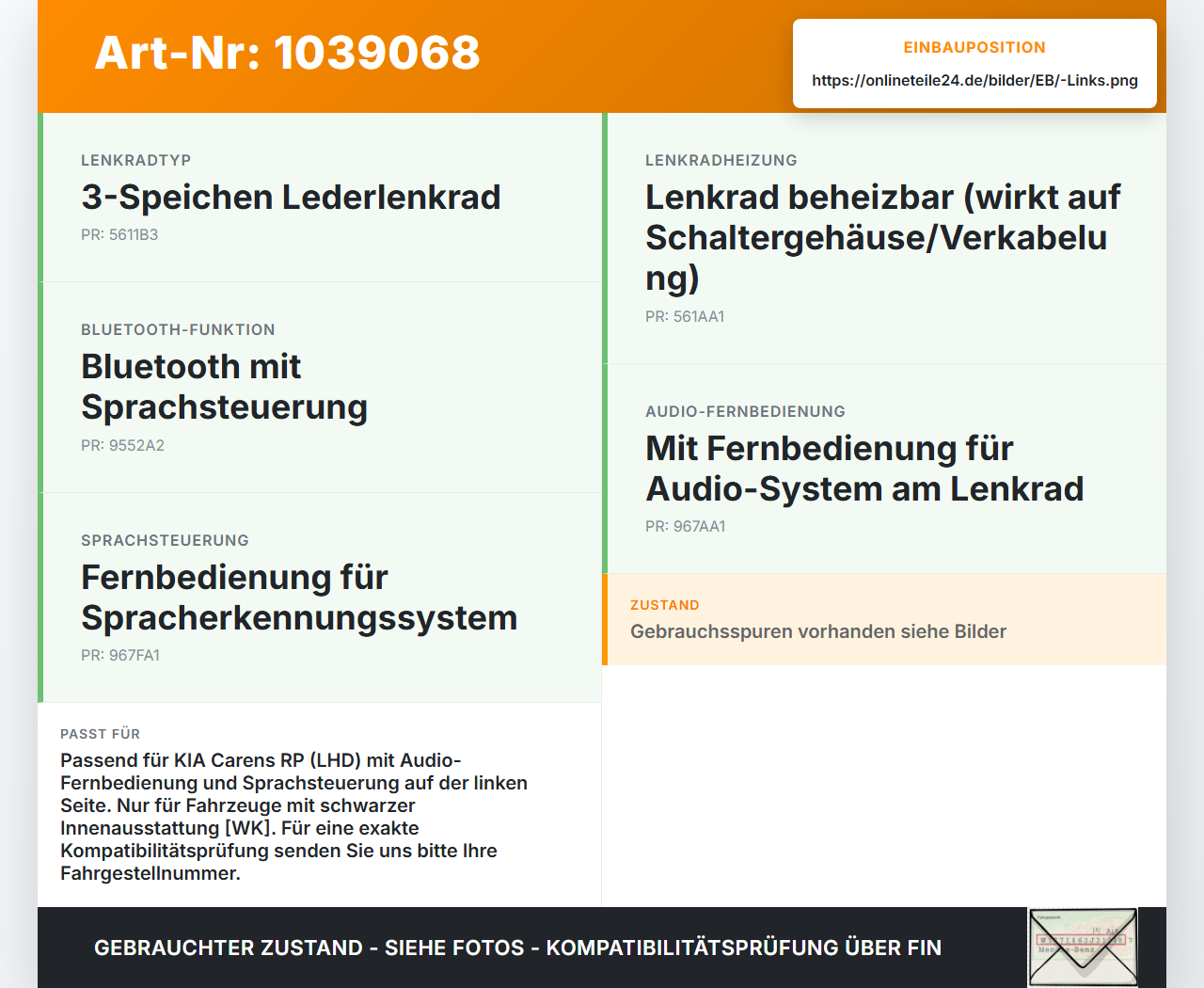 KIA Carens RP IV 13-19 Multifunktionstasten Audio Lenkradschalter Links KIA Carens RP IV 13-19 29.08.2014... Vorschau 3