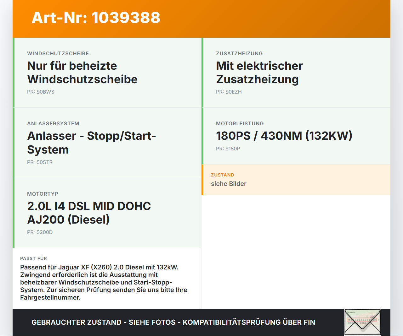 Jaguar XF X260 15-20 2,0d 132KW Lichtmaschine Generator Jaguar XF X260 15-20 20.06.2017 T2H18581 gebraucht Vorschau 3