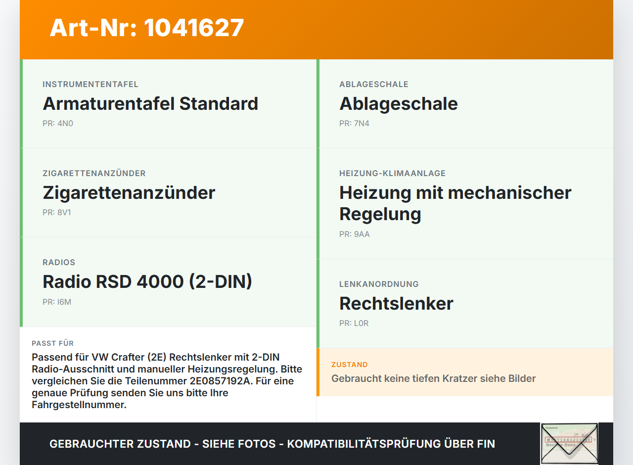 VW Crafter 2E 35 11-16 Blende Einbaurahmen VW Crafter 2E 35 11-16 07.10.2016 2E0857192A A9066800017 gebraucht Vorschau 3