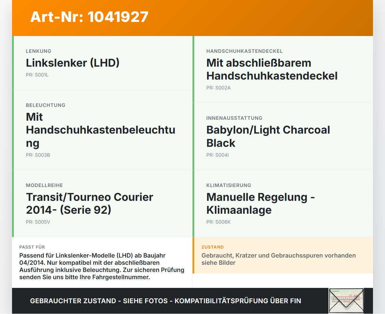 Ford Transit Courier 14-18 Handschuhfach Ford Transit Courier 14-18 04.07.2014 ET76-R060T10-CE35B8 ET76-R060T10-ACW... Vorschau 3