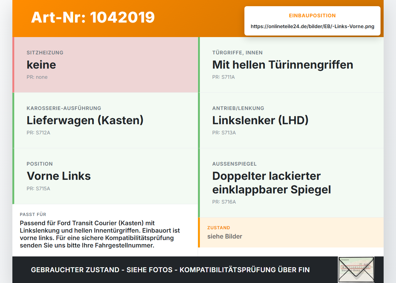 Ford Transit Courier 14-18 Kasten Türgriff Griff Griffmuschel Innen Links Vorne Ford Transit Courier 14-18... Vorschau 3