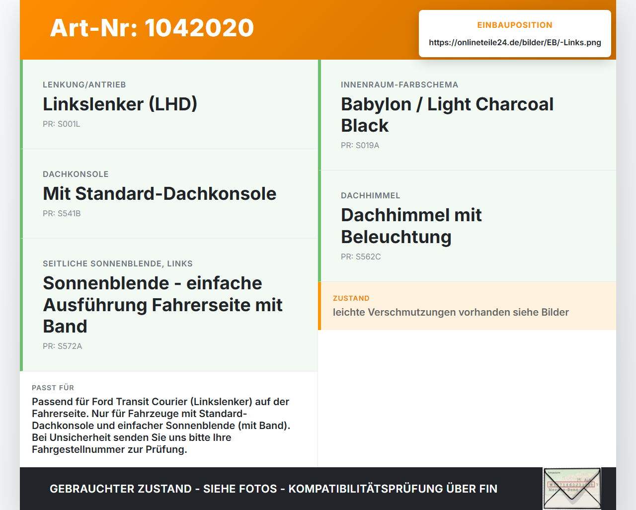 Ford Transit Courier 14-18 Sonnenblende Links für Fahrer Ford Transit Courier 14-18 04.07.2014 ET76-A04101-AE3AM1... Vorschau 3