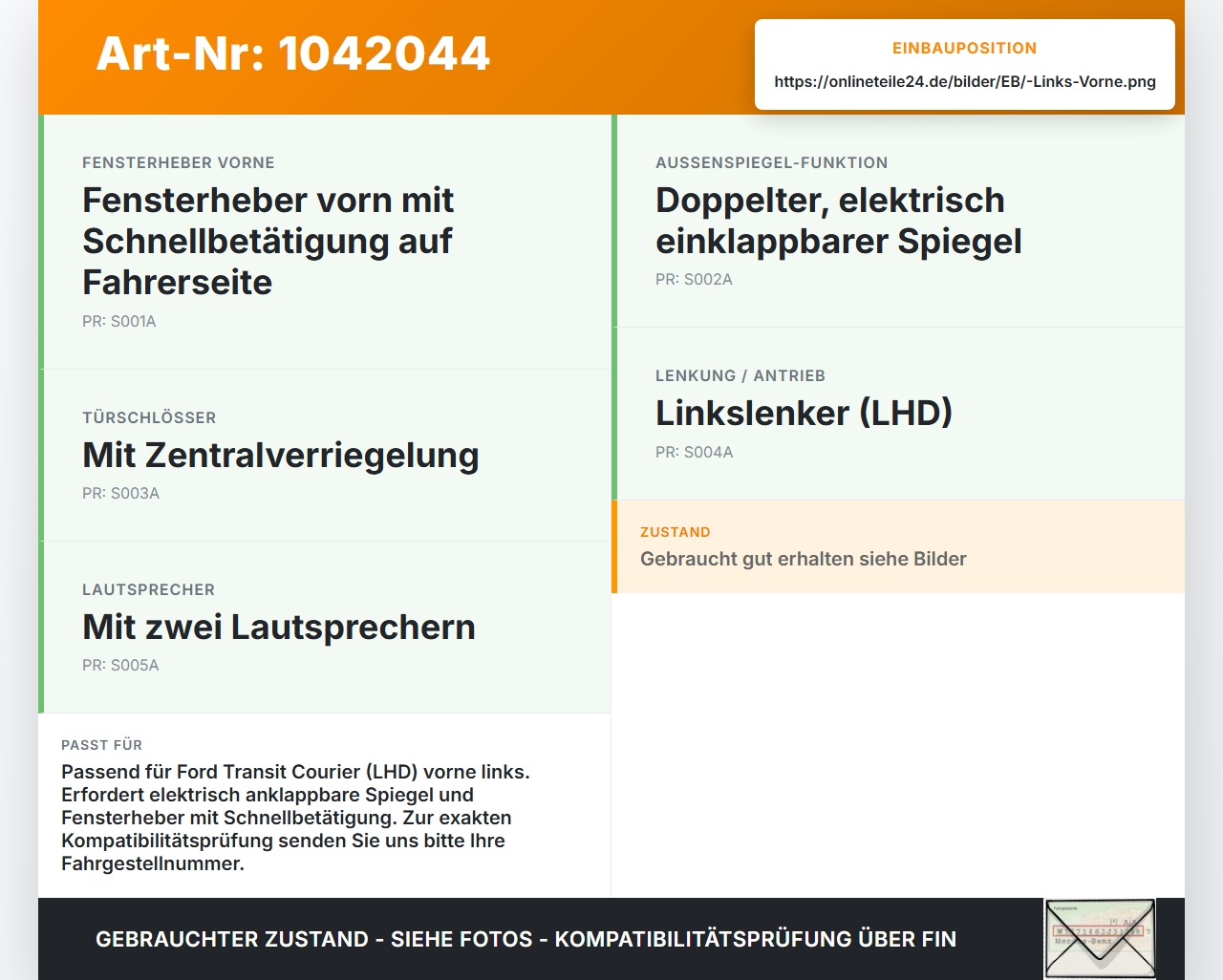 Ford Transit Courier 14-18 Kasten Kabelbaum Tür und Fensterheber Links Vorne Ford Transit Courier 14-18 04.07.2014... Vorschau 3