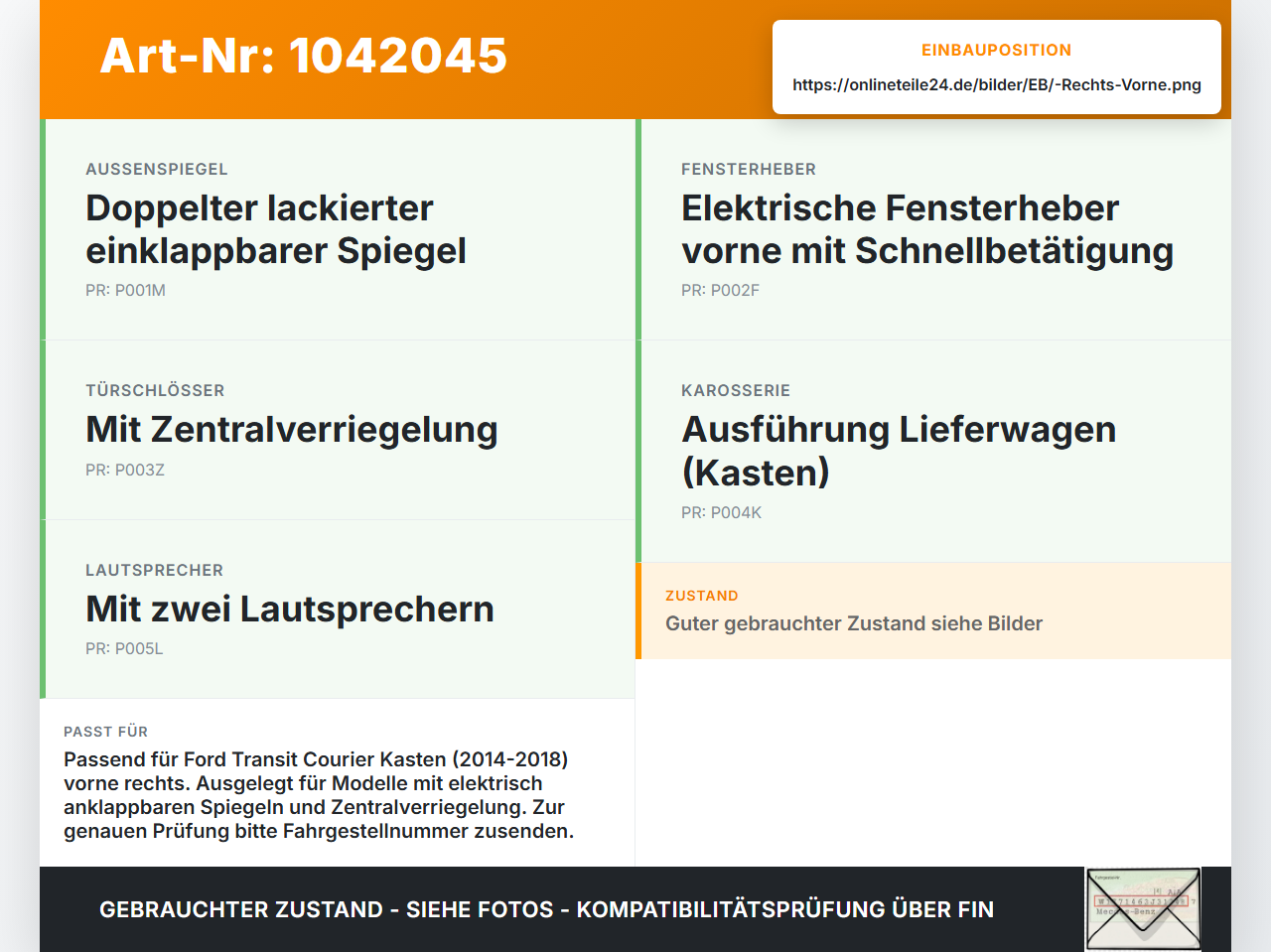 Ford Transit Courier 14-18 Kasten Kabelbaum für Tür und Fensterheber Rechts Vorne Ford Transit Courier 14-18... Vorschau 3