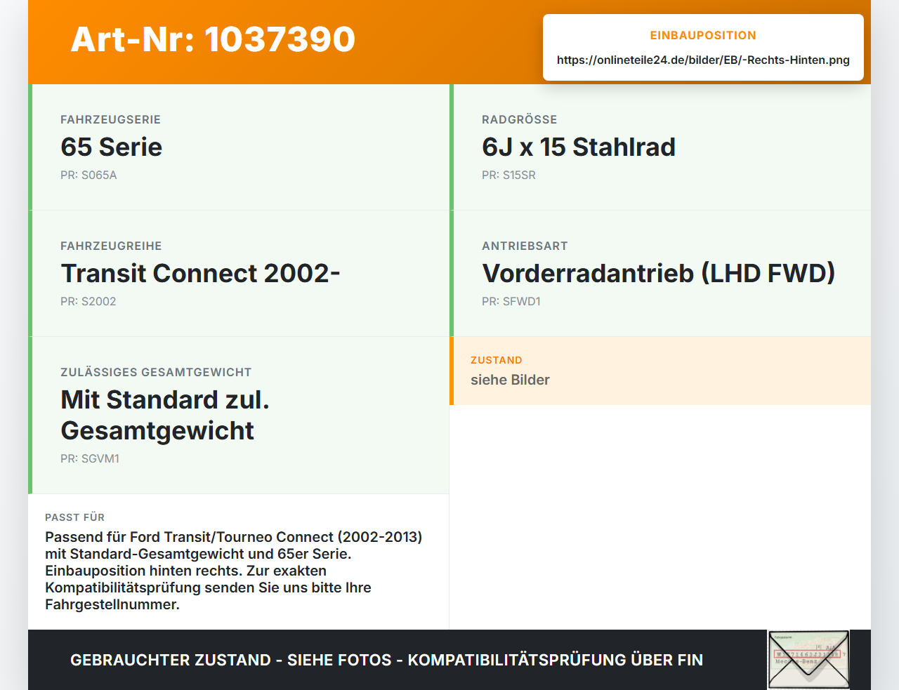 Ford Tourneo Connect 09-13 Feder Blattfeder Rechts Hinten Ford Tourneo Connect 09-13 26.09.2012 5T16-5560-AB gebraucht Vorschau 3