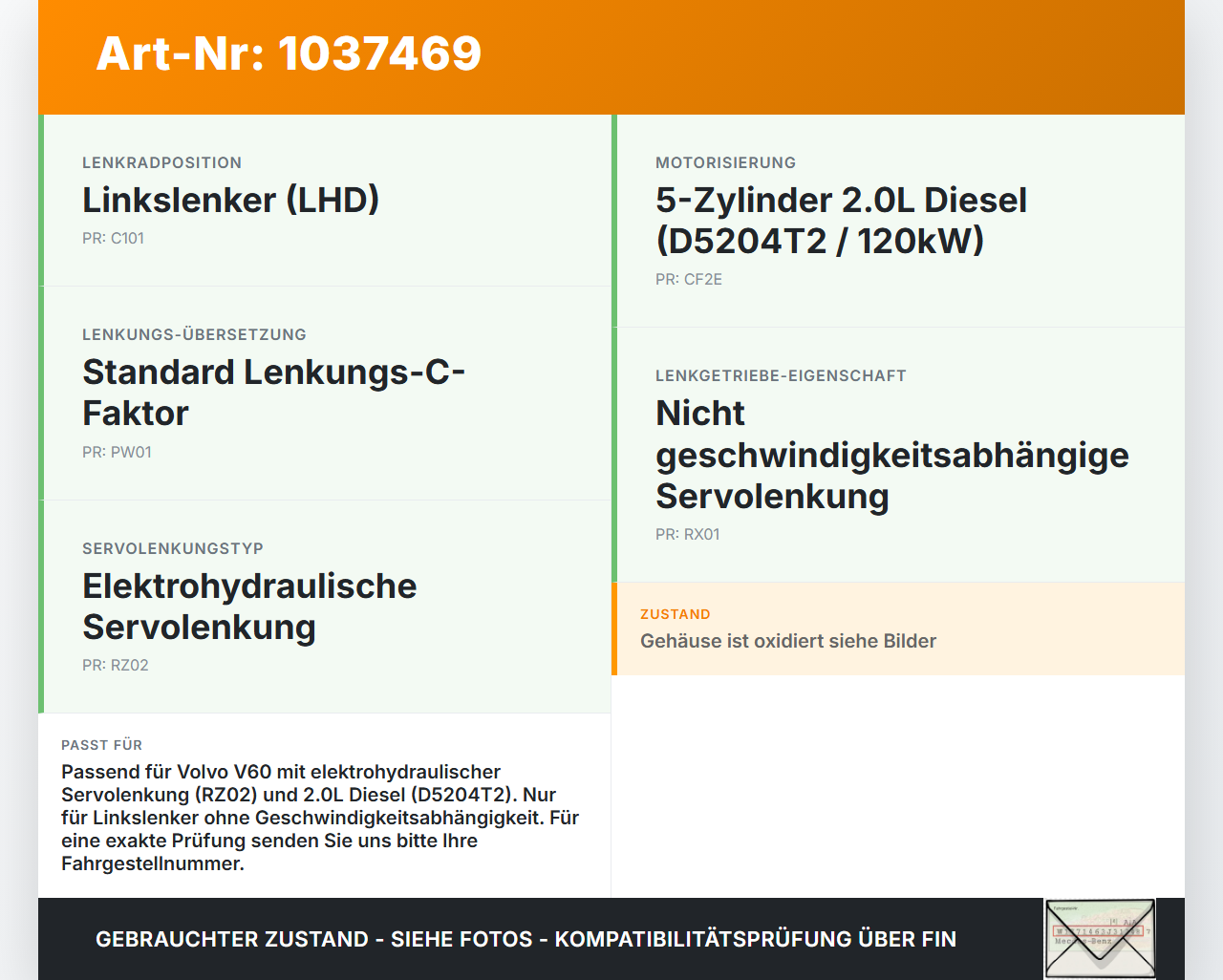 Volvo V60 D4 10-13 2,0d 120KW Servopumpe Hydraulikpumpe für Lenkung Elektrisch Volvo V60 D4 10-13 24.03.2011... Vorschau 3