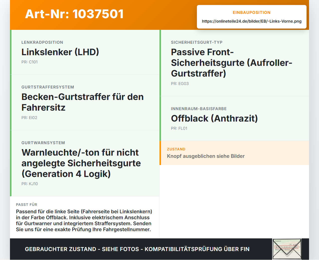 Volvo V60 D4 10-13 Kombi Gurtschloss Links Vorne Volvo V60 D4 10-13 24.03.2011 gebraucht Vorschau 3