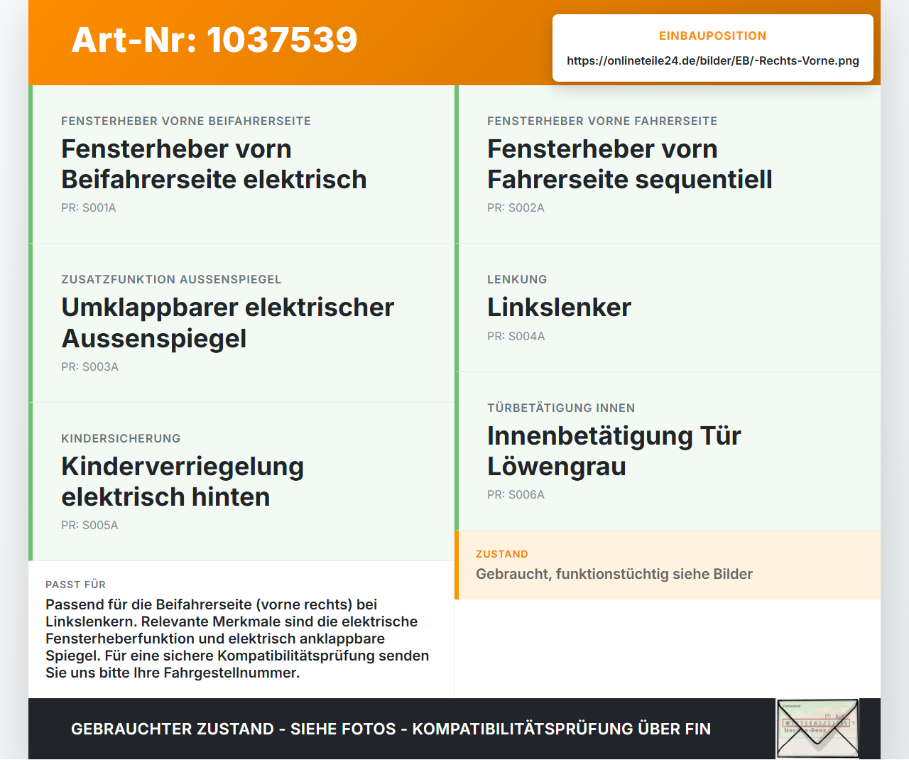 Peugeot Partner Tepee 08-12 Fensterheberschalter Schalter Rechts Vorne Peugeot Partner Tepee 08-12 07.06.2011... Vorschau 3