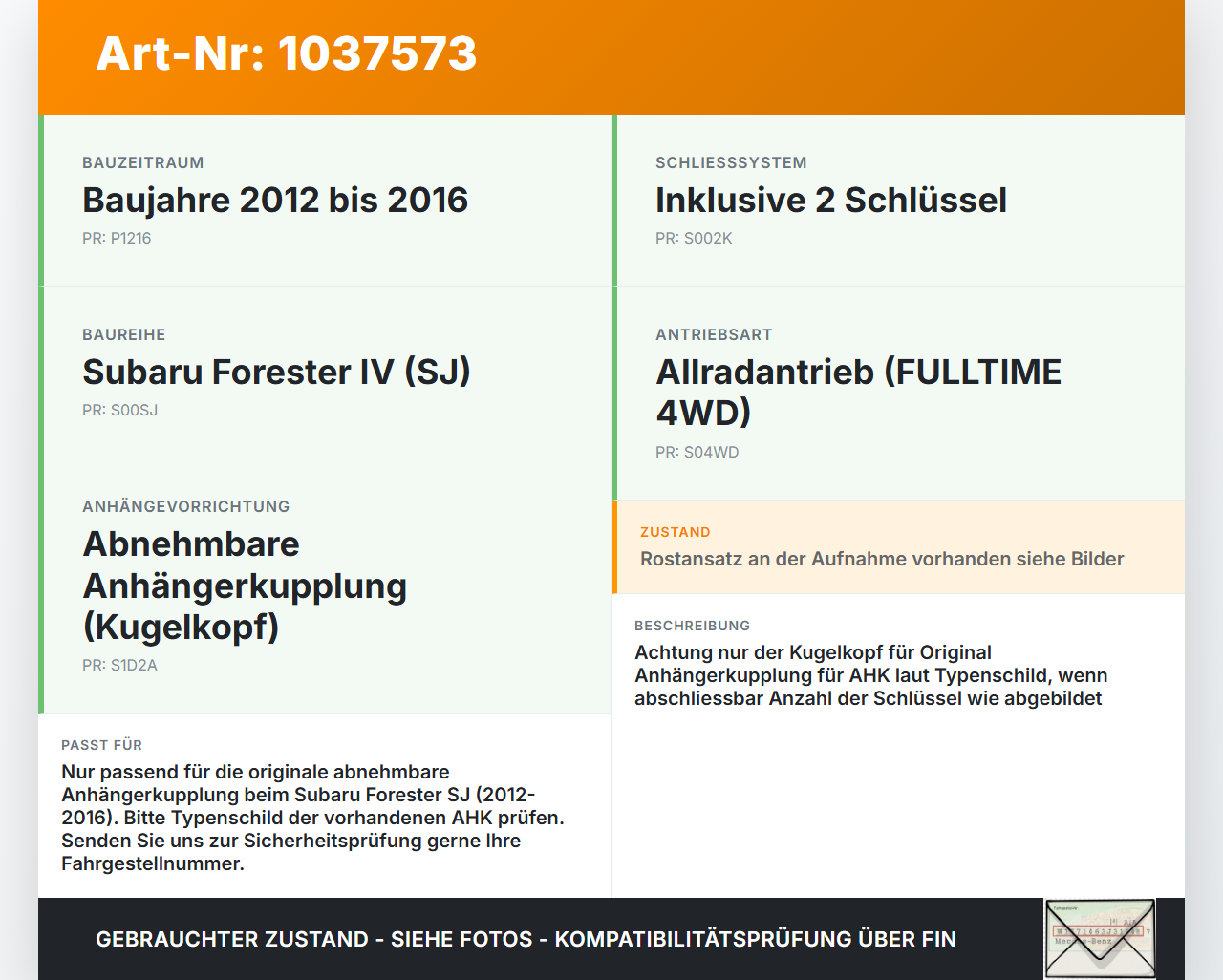 Subaru Forester IV SJ 12-16 Kugelkopf Anhängerkupplung abnehmbar 2 Schlüssel Subaru Forester IV SJ 12-16 16.02.2015... Vorschau 3