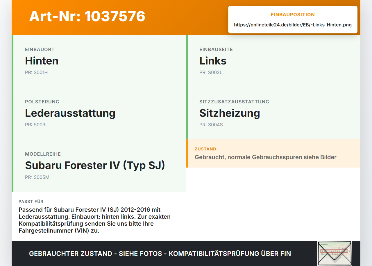 Subaru Forester IV SJ 12-16 Gurtschloss Hinten Links Gurtpeitsche Aufnahme Subaru Forester IV SJ 12-16 16.02.2015... Vorschau 3
