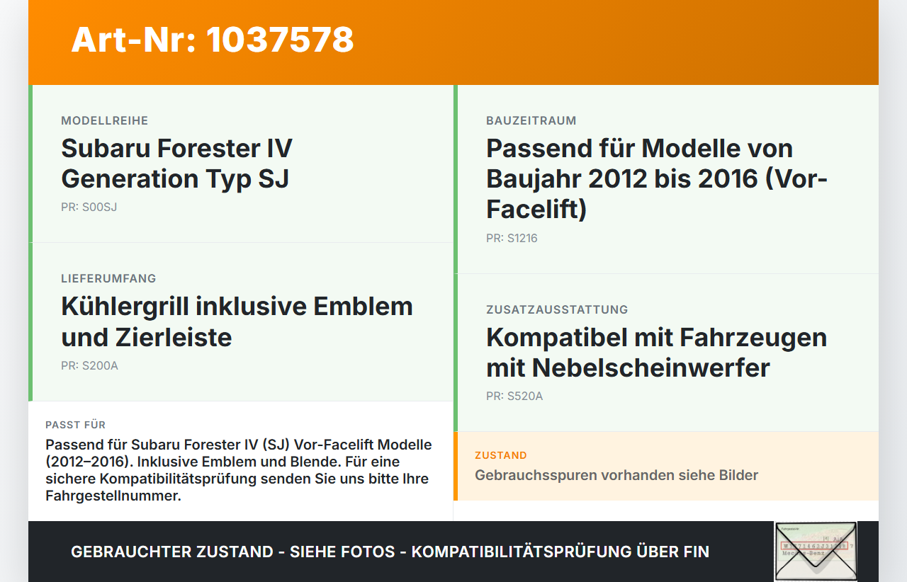 Subaru Forester IV SJ 12-16 Frontgrill Kühlergrill Leiste Blende mit Emblem Subaru Forester IV SJ 12-16 16.02.2015... Vorschau 3