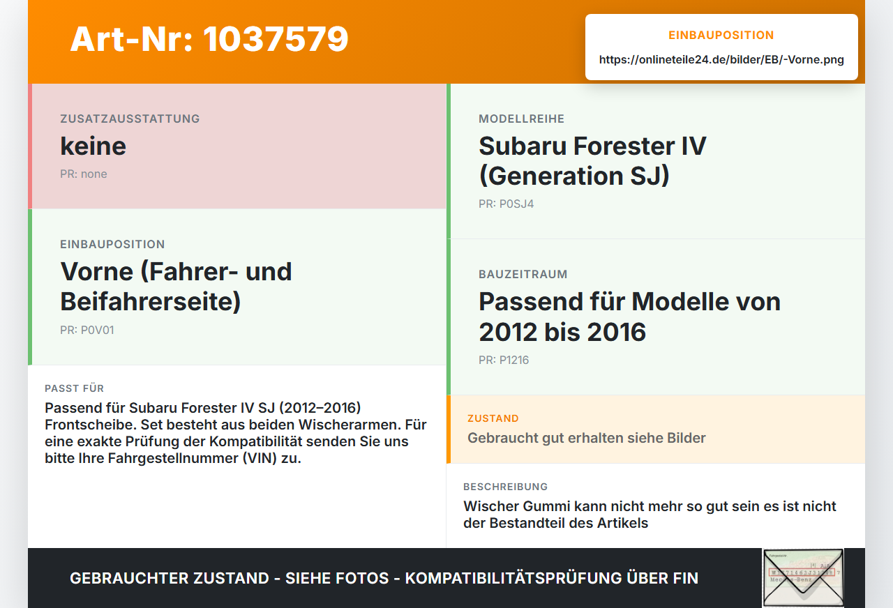Subaru Forester IV SJ 12-16 2x Scheibenwischer Wischarm Vorne Subaru Forester IV SJ 12-16 16.02.2015 gebraucht Vorschau 3