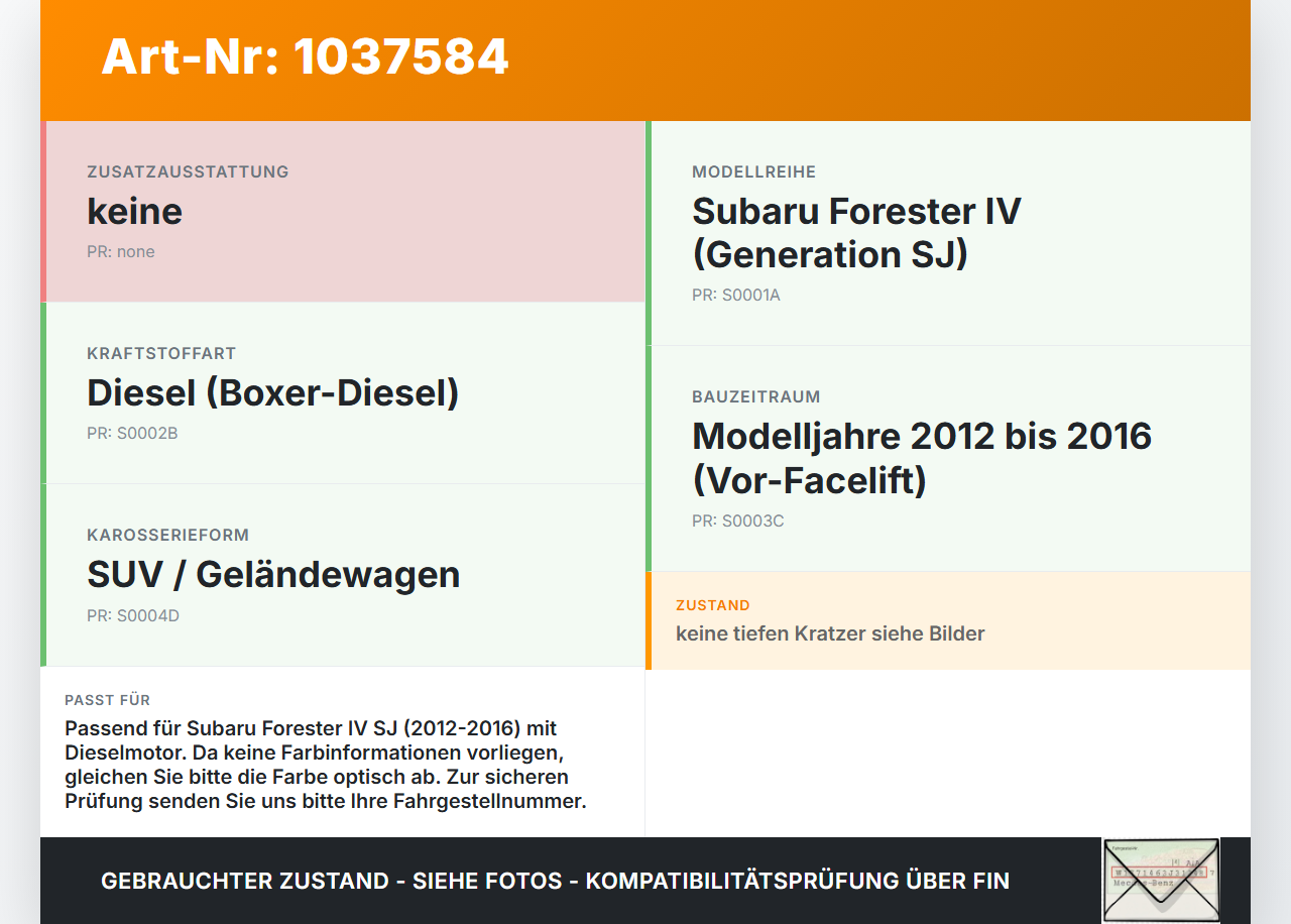 Subaru Forester IV SJ 12-16 Tankdeckel Tankklappe Diesel Klappe Subaru Forester IV SJ 12-16 16.02.2015 gebraucht Vorschau 3